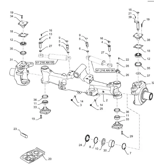 87725296 - Палец цилиндра гидр. рул. моста пер. DS 5кл. TGT8./Mg.